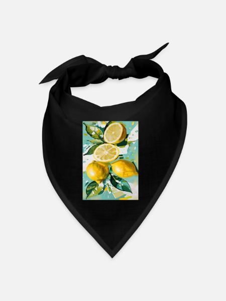 Zitronen-Stimmung - Bandana Dreieckstuch - Schwarz
