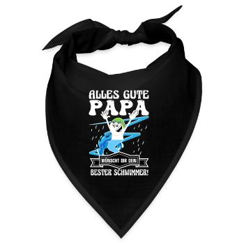 Alles gute Papa wünscht dein bester Schwimmer  - Bandana Dreieckstuch - Schwarz - Vorne