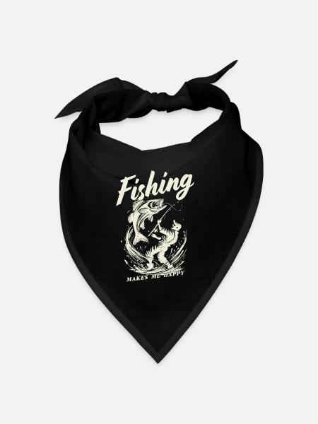 Fishing makes me happy - Bandana Dreieckstuch - Schwarz