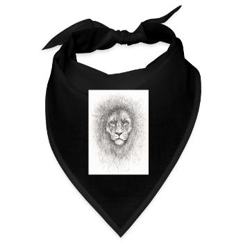 Sehr ernsthafter Löwe - Bandana Dreieckstuch - Schwarz - Vorne
