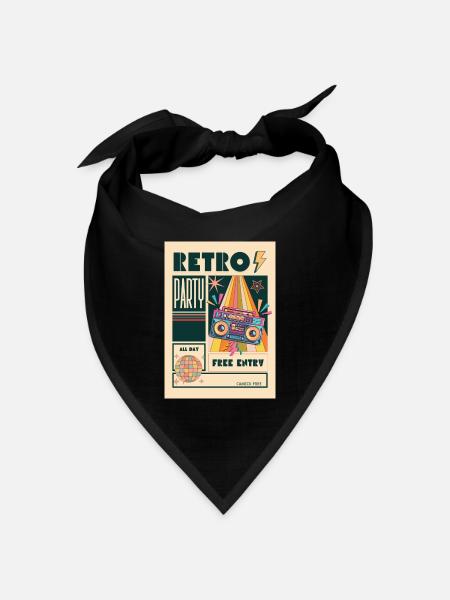 Retro-Party-Boombox-Neon - Bandana Dreieckstuch - Schwarz