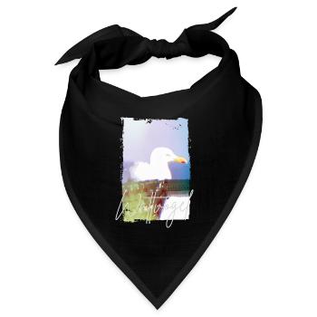 Wattvogel® Nordsee Möwe – Strandkorb Moment  - Bandana Dreieckstuch - Schwarz - Vorne