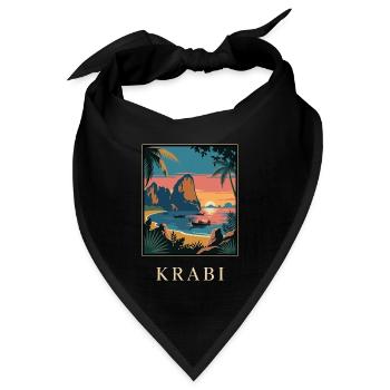 Krabi Sunset Cove Thailand Reiseplakat - Bandana Dreieckstuch - Schwarz - Vorne