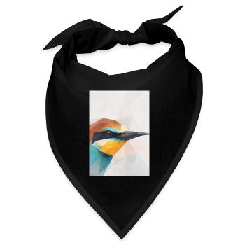 Geometrischer Bienenfresser Vogel Polygon Art  - Bandana Dreieckstuch - Schwarz - Vorne