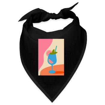 Bunter Cocktail mit Zitrone und Minze –Sommerdrink - Bandana Dreieckstuch - Schwarz - Vorne