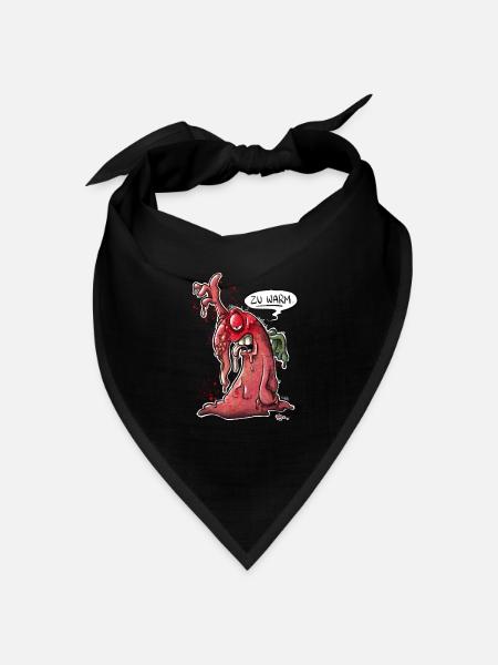 Schmelzendes Monster: "Zu warm!" - Bandana Dreieckstuch - Schwarz