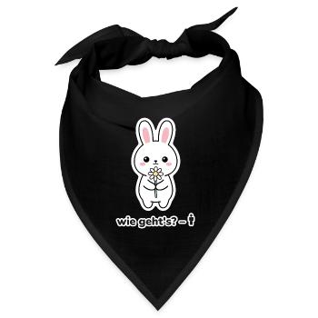 wie geht's? – Hase mit Blume Meme - Bandana Dreieckstuch - Schwarz - Vorne