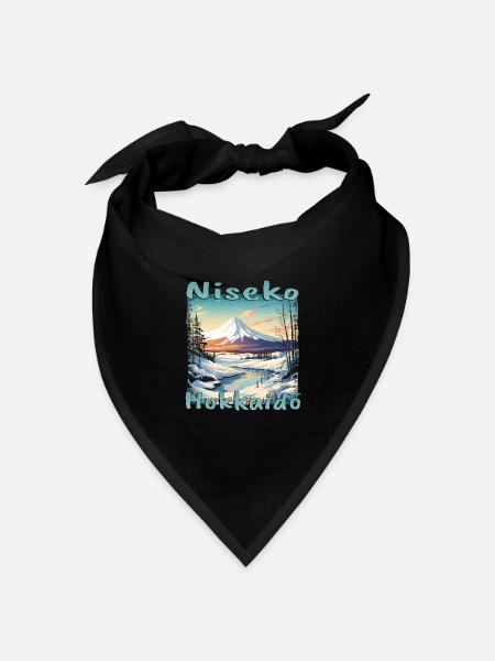 Niseko Hokkaido Snowboard Vulkan - Bandana Dreieckstuch - Schwarz