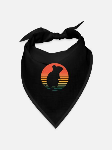 Degus | Lustiger Degu | Vintage Retro Sonne - Bandana Dreieckstuch - Schwarz