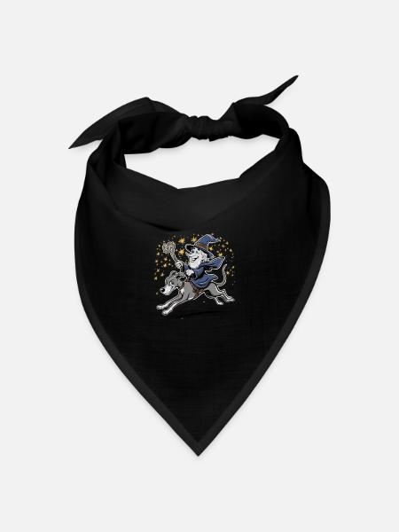 Zauberer reitet Windhund für Magier und Zauberfans - Bandana Dreieckstuch - Schwarz