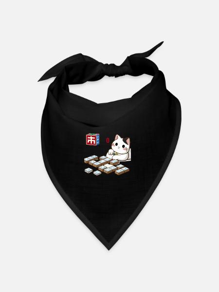 Cats Playing Mahjong - Bandana Dreieckstuch - Schwarz