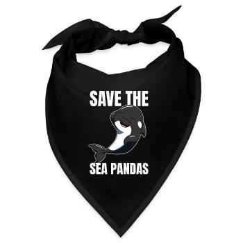 Save The Sea Pandas Orca - Bandana Dreieckstuch - Schwarz - Vorne