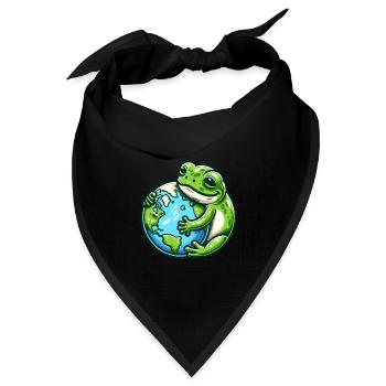 Frosch Umarmt die Erde: Tag der Erde - Bandana Dreieckstuch - Schwarz - Vorne