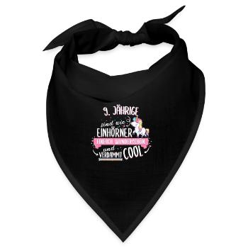 Geburtstag 9 Geburtstag Einhorn Spruch Party - Bandana Dreieckstuch - Schwarz - Vorne