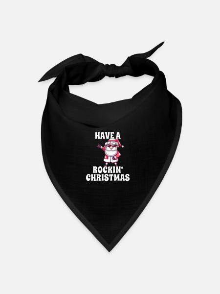 Rockiger Weihnachtsmann - Bandana Dreieckstuch - Schwarz