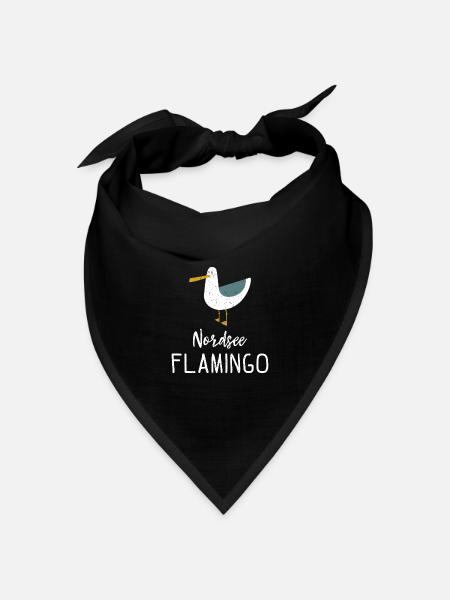 Nordsee Flamingo Möwe Geschenk - Bandana Dreieckstuch - Schwarz