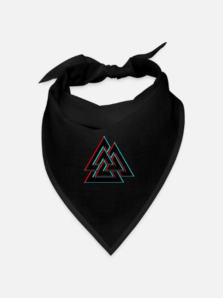 Vintage Valknut Odin Symbol Wikinger Zeichen Pagan - Bandana Dreieckstuch - Schwarz