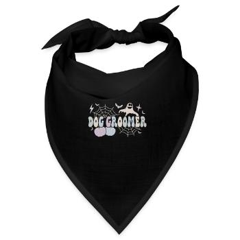 Spooky Dog Groomer Halloween Dog Grooming Gifts - Bandana Dreieckstuch - Schwarz - Vorne