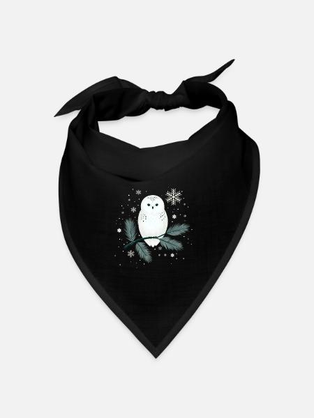 Wintereule - Bandana Dreieckstuch - Schwarz