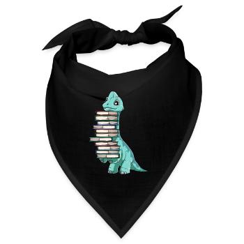 Dinosaurier Bücher Dino Lesen Langhals - Bandana Dreieckstuch - Schwarz - Vorne