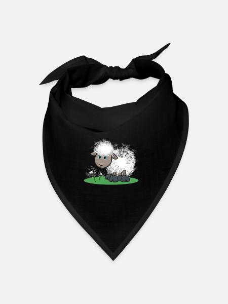 Schaf lustig mit Pusteblume witziges Geschenk - Bandana Dreieckstuch - Schwarz