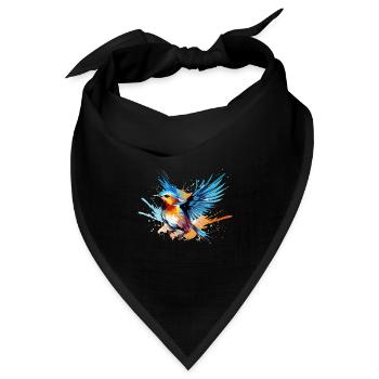 Blaumeise Farbkleckse Farbspritzer - Bandana Dreieckstuch - Schwarz - Vorne