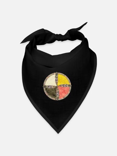 Native Americans Medicine Wheel - Feathers 3 - Bandana Dreieckstuch - Schwarz