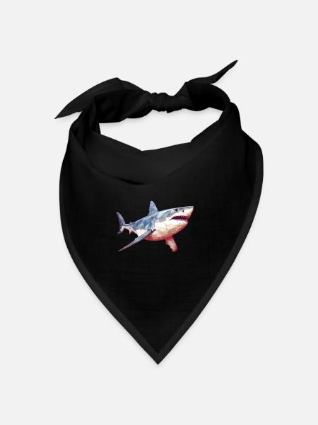 Weißer Hai - Bandana Dreieckstuch - Schwarz