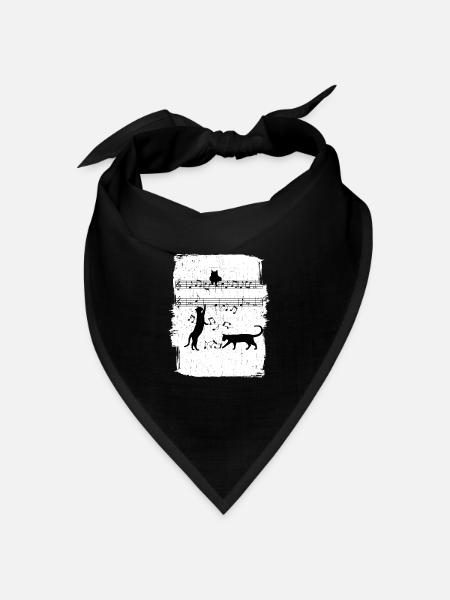 Katzen-Musiknoten - Bandana Dreieckstuch - Schwarz