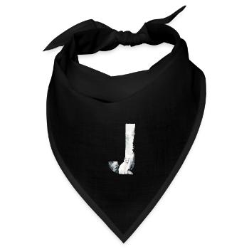 J – dekoratives Schriftzeichen – Winter - Bandana Dreieckstuch - Schwarz - Vorne