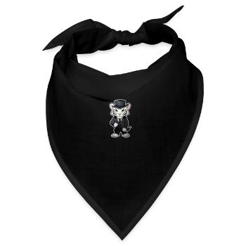 cute white tiger wearing a black suit and hat - Bandana Dreieckstuch - Schwarz - Vorne