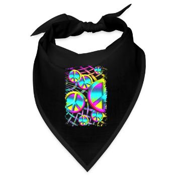 colourful PEACE web - Bandana Dreieckstuch - Schwarz - Vorne