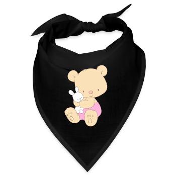 Teddy Bear with Toy Bunny - Bandana Dreieckstuch - Schwarz - Vorne