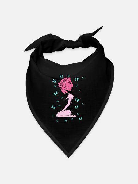 Die Frau ist wie eine Rose - Bandana Dreieckstuch - Schwarz