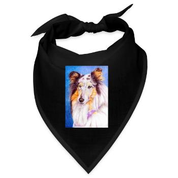 Collie blueMerle Aufkleber - Bandana Dreieckstuch - Schwarz - Vorne