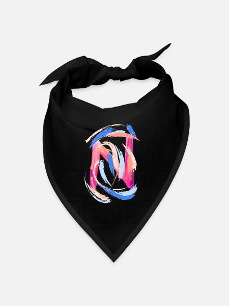 Buchstabe "N" - Bandana Dreieckstuch - Schwarz