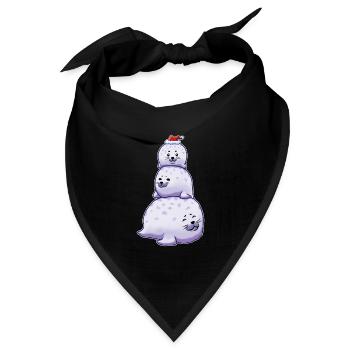 Chonky Seal Schneemann Weihnachten - Bandana Dreieckstuch - Schwarz - Vorne