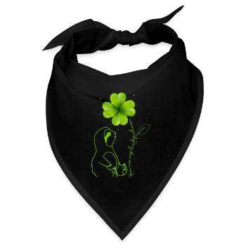 You Are My Lucky Charm Faultier Kleeblatt - Bandana Dreieckstuch - Schwarz - Vorne