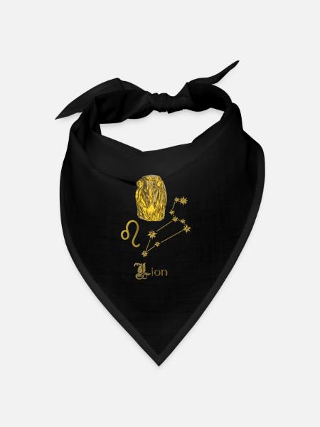 Sternzeichen Löwe 3D, gold - Bandana Dreieckstuch - Schwarz