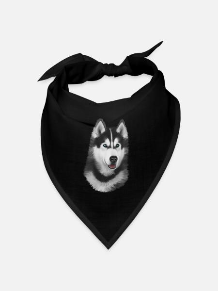 Husky Painted - Bandana Dreieckstuch - Schwarz