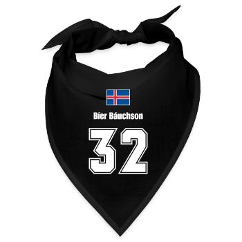Island Trikot Nr.32 - Bandana Dreieckstuch - Schwarz - Vorne
