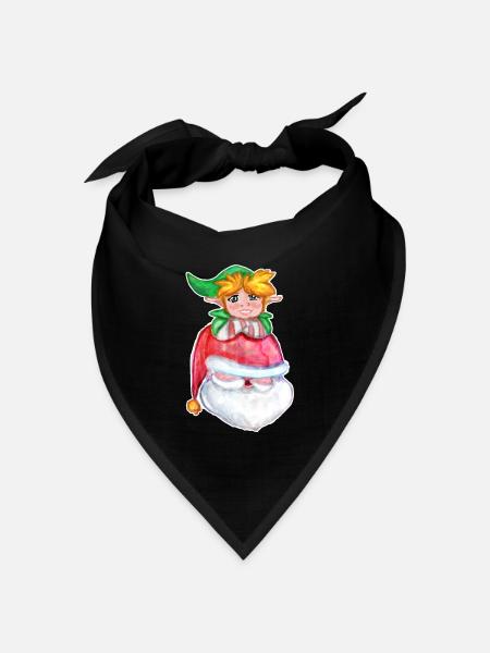 Kawaii Santa & Elf - Bandana Dreieckstuch - Schwarz
