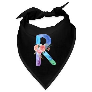 Buchstabe r Aquarell - Bandana Dreieckstuch - Schwarz - Vorne