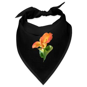 Orange Calla Blütenzauber - Bandana Dreieckstuch - Schwarz - Vorne