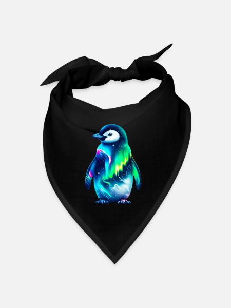 Aurora Borealis Pinguin - Bandana Dreieckstuch - Schwarz