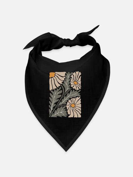 Retro Groovy Blumen - Bandana Dreieckstuch - Schwarz