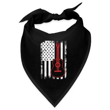 4. Juli Gitarre USA - Bandana Dreieckstuch - Schwarz - Vorne