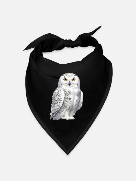 Schnee-Eule - Bandana Dreieckstuch - Schwarz