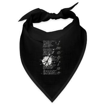 imagine - grafisches Peace-Zeichen und Lied-Text - Bandana Dreieckstuch - Schwarz - Vorne