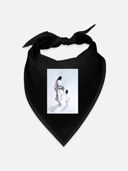 Jesus und Kind - Bandana Dreieckstuch - Schwarz